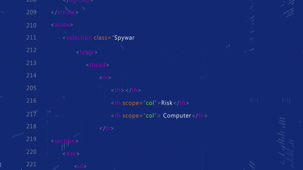 Animation of digital data processing over blue background