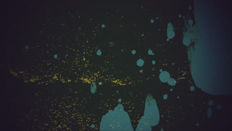 mysterious black and blue background with vibrant yellow droplets spreading out