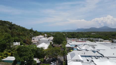 view over the australian town of port douglas looking towards the city of cairns in the distance