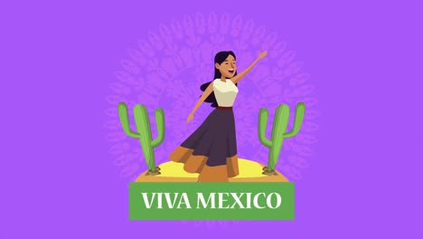 viva mexico lettering with dancer in desert