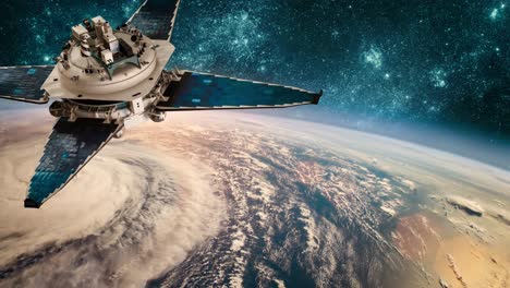 Space-satellite-monitoring-from-earth-orbit-weather-from-space,-hurricane,-Typhoon-on-planet-earth.-Elements-of-this-image-furnished-by-NASA.