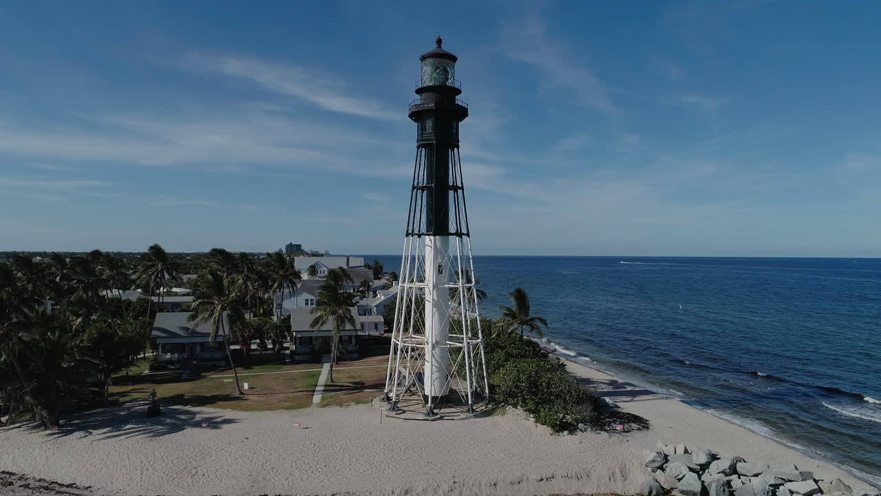 Aerial Footage Hillsboro Light House Inlet South Florida Coastline