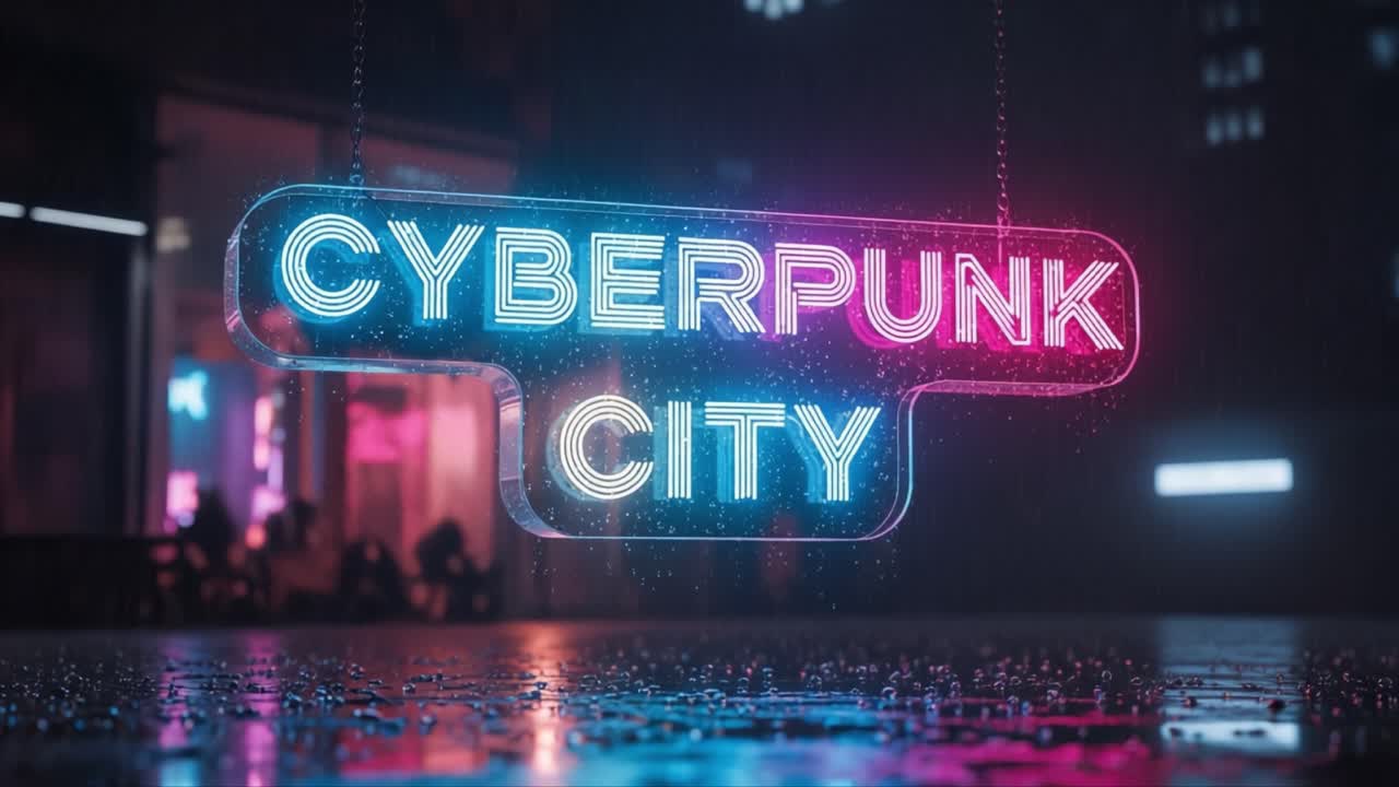 A Captivating Glimpse of a Neon-Illuminated Cyberpunk Cityscape Bathed in Rain, Where Futuristic Aesthetics Meet Urban Charm in a Vibrant Atmosphere