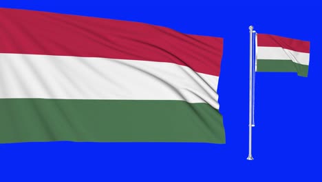 green screen hungary two flags waving hungarian flagpole animation 3d chroma key