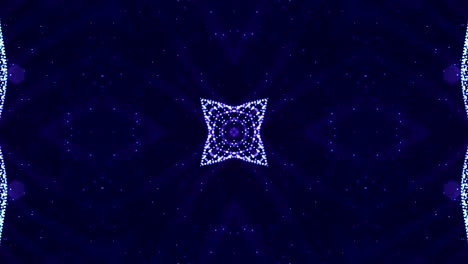 tema abstracto de microworld o nanotecnología. 4k bucle de ciencia ficción 3d fondo con efectos de luz. partículas azul brillante forman líneas, superficies, estructuras simétricas complejas como en el caleidoscopio.