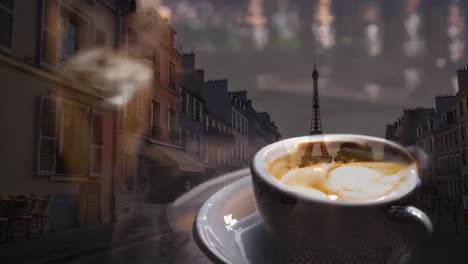 parisian street scene and coffee