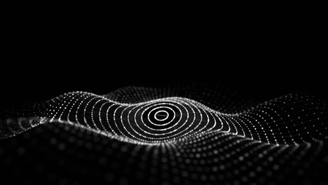 abstract circle wave with moving dots. flow of particles. cyber technology illustration. 3d rendering