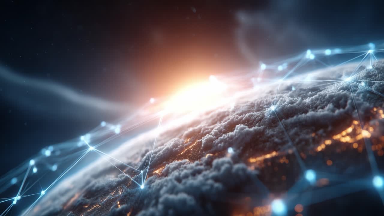 A Stunning Visualization of Earth from Space Showcasing a Network of Connectivity and Light, Symbolizing Global Communication and Digital Innovation