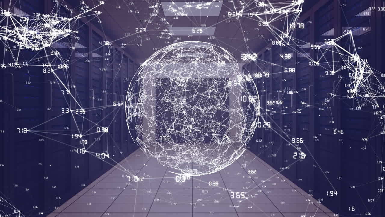 Animation of globe against computer server room