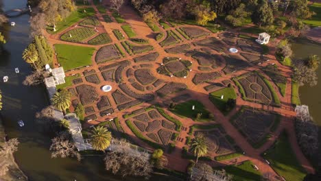 birds eye view over beautiful rose gardens at parque tres de febrero, buenos aires, argentina