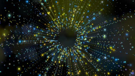 animation of black background with moving blue and yellow dots