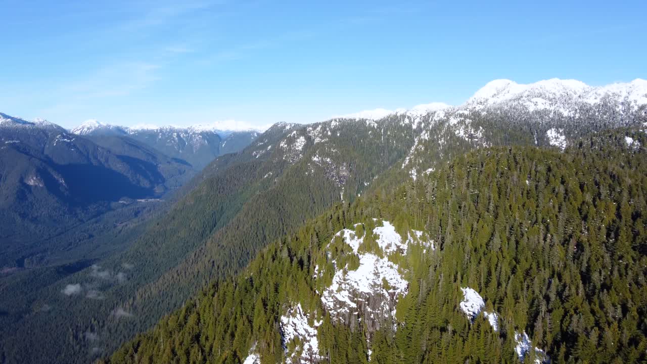 Aerial View of Snowy Mountains of British Columbia, Canada