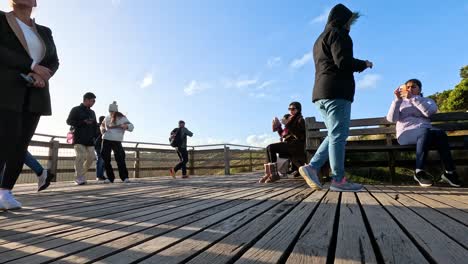 visitors enjoying the scenic view and taking photos