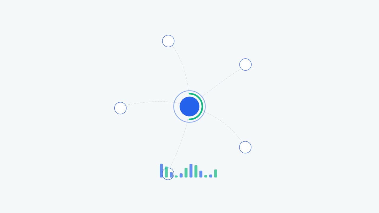 Abstract Digital Network Node with Animated Data Visualization