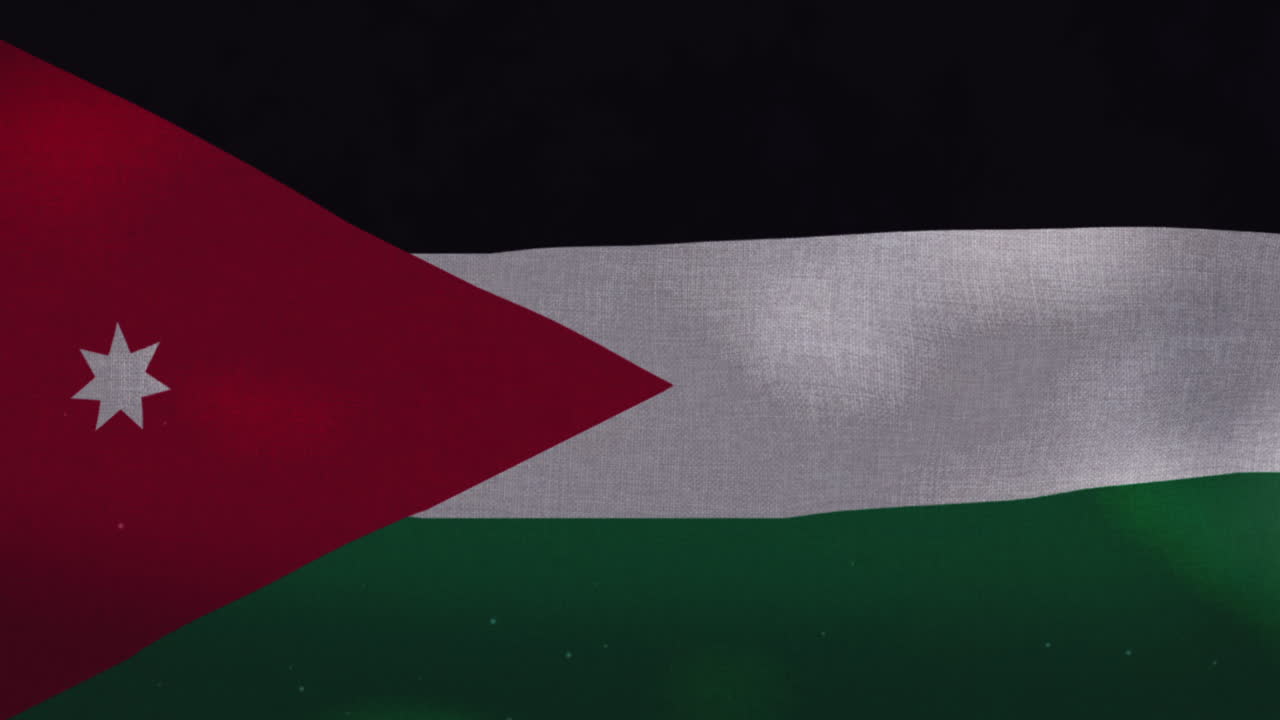 A bandeira nacional da Jordânia tremulando