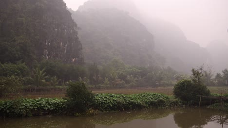 reflection of nature on the rover in the mountainous region of ninh ninh in northern vietnam