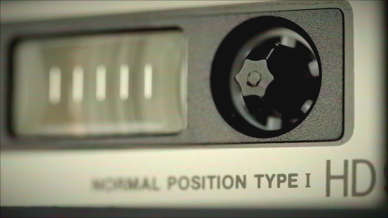 Close-up of an old audio cassette