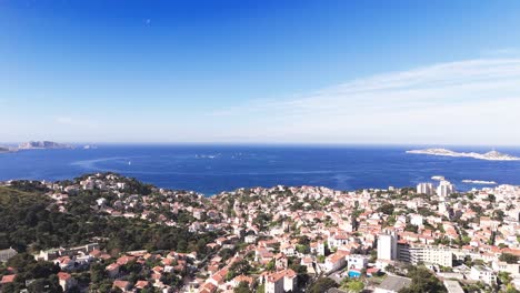 fly up towards the mediterranean sea in marseille, france