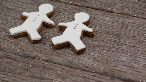 falling snow with christmas cookies decoration