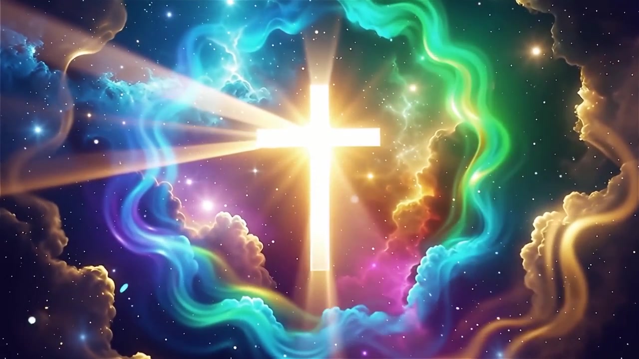 Christian Cross Heavenly Light Worship Background