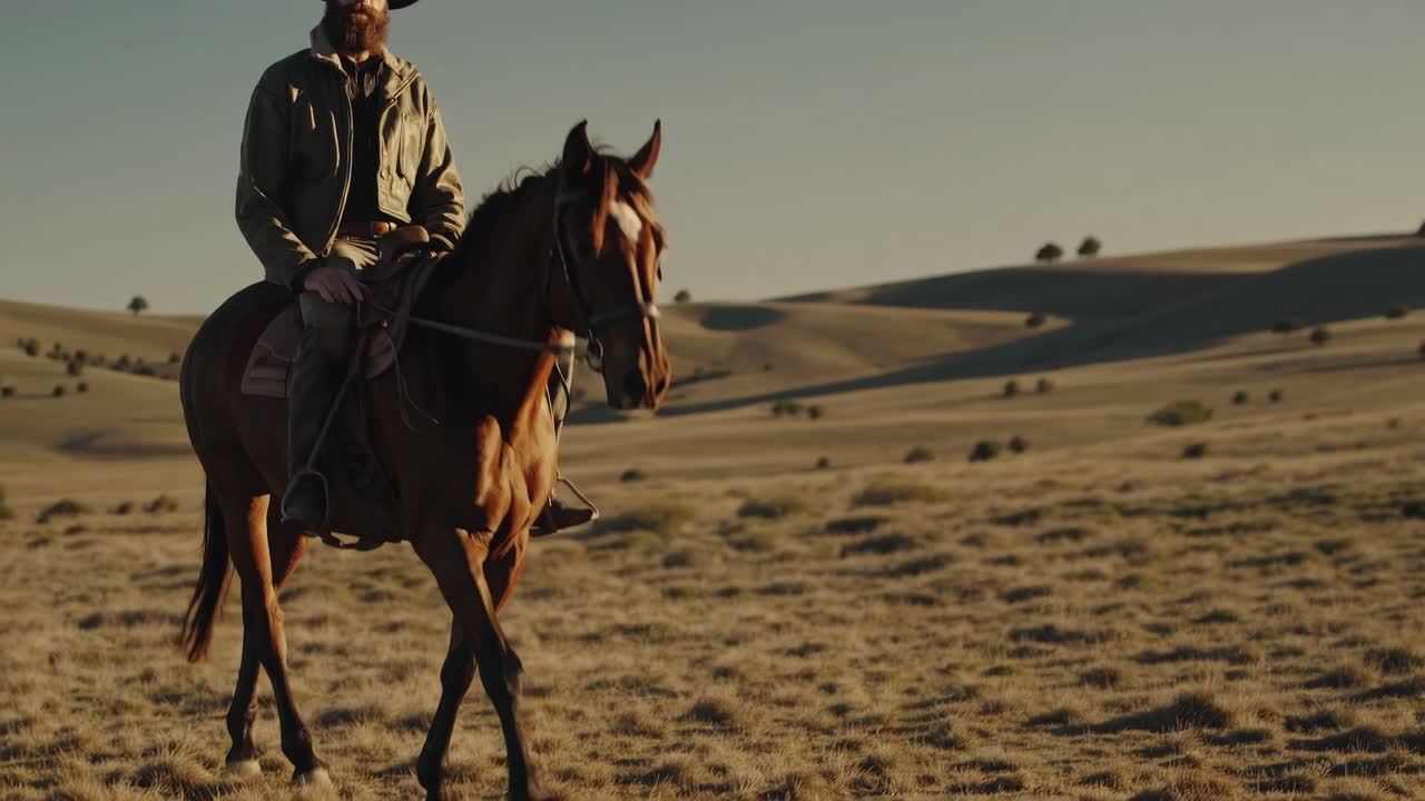 Cowboy on Horseback in the Countryside