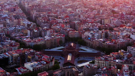 Barcelona-Aerial-View-Mercado-De-San-Antonio,-Spain