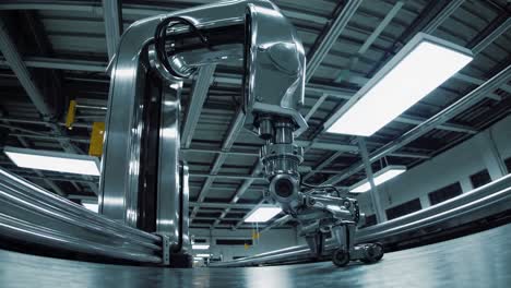 industrial robot arm on an assembly line