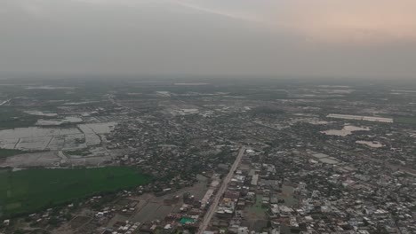 twilight haze over mirpurkhas cityscape, pakistan