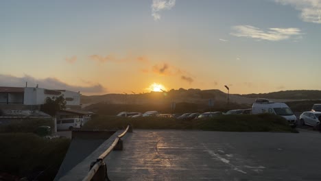 beauty sunrise drone shot cascais en guincho beach con muchaxo a la izquierda