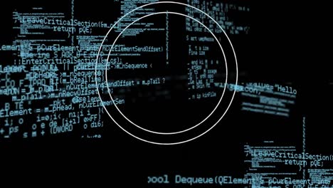 Animation-Der-Datenverarbeitung-über-Weißen-Kreisen-Auf-Schwarzem-Hintergrund