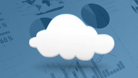 nube giratoria en un fondo de gráficos y estadísticas
