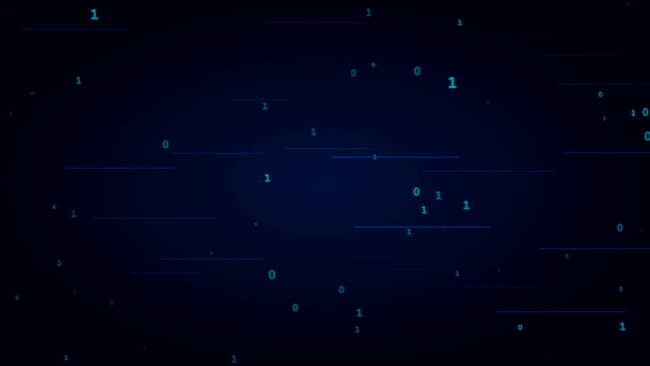 Digital Binary Code Streaming on Dark Background