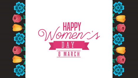 happy womens day lettering with garden flowers