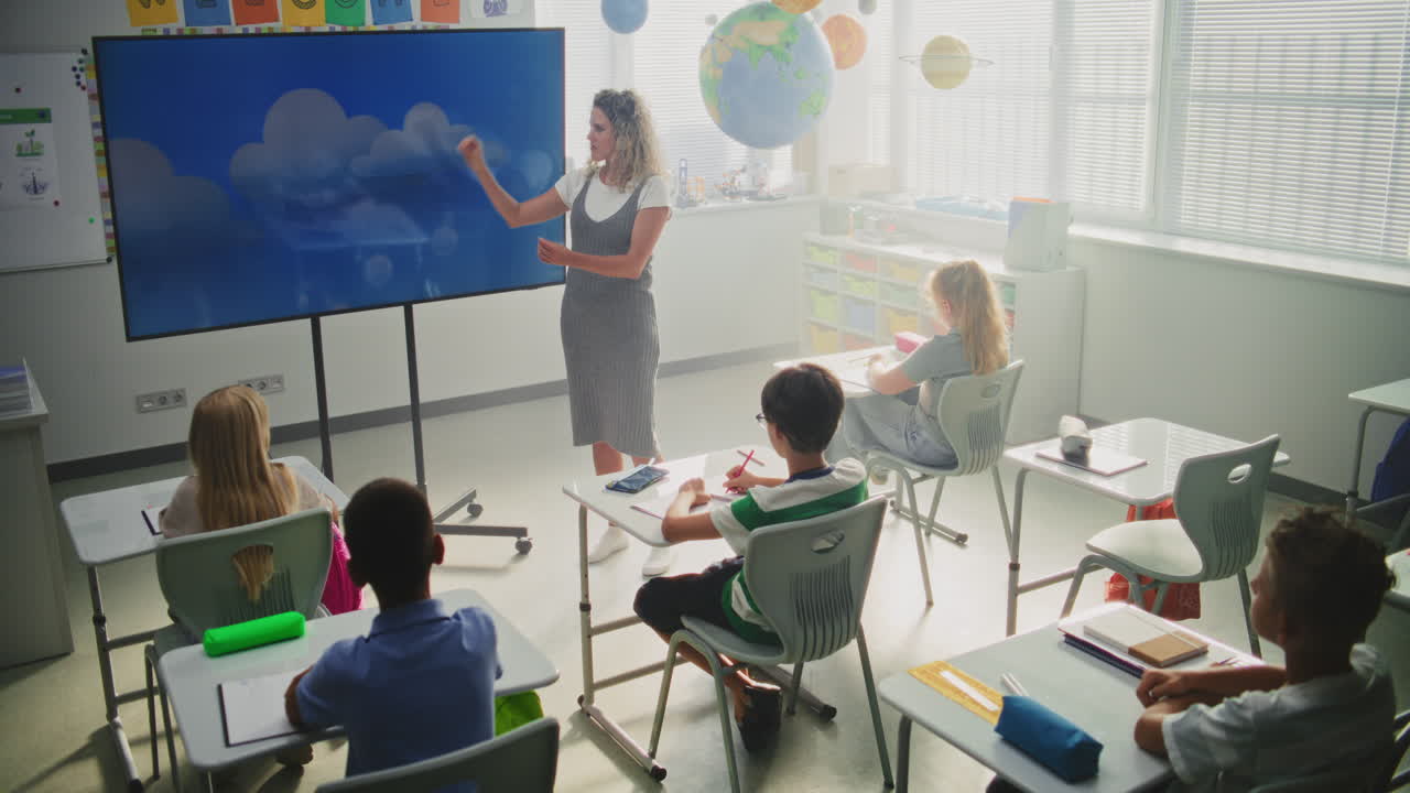 Elementary School Students Studying Basic Information About Weather Factors