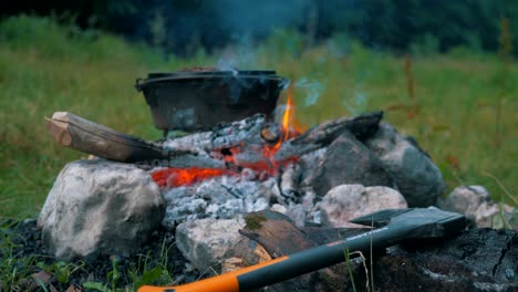 barbacoa en una hoguera 4k