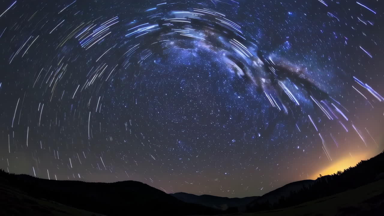 Star Trails and Milky Way over Mountains