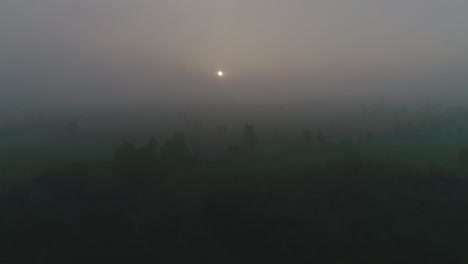 indian village aerial footage, short is foggy, winter and it was cold
