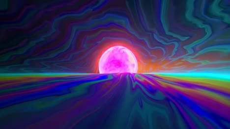 abstract colorful sunrise/sunset over alien landscape