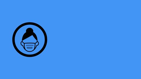 mujer con máscara de cara icono contra un fondo azul