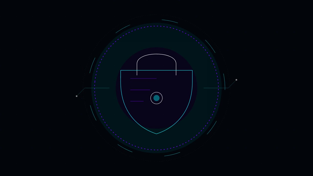 Animated Digital Security Shield Icon on Dark Background