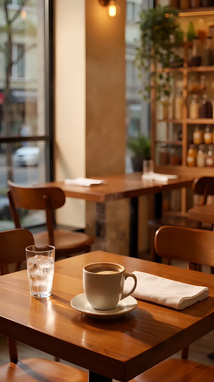 Interno di caffè estetico con atmosfera accogliente 4K