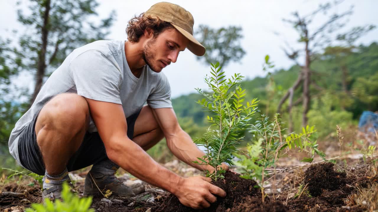 Persona comprometida participando en actividades de plantación de árboles para fomentar la sostenibilidad ambiental y promover los esfuerzos de reforestación por un futuro más verde