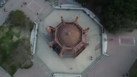 Drone-shot-of-a-historic-fountain