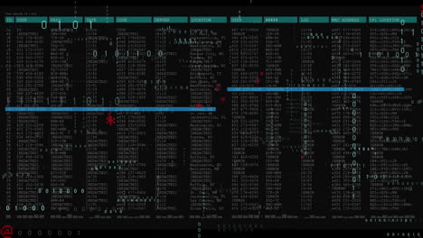 animación del procesamiento de datos digitales en pantalla