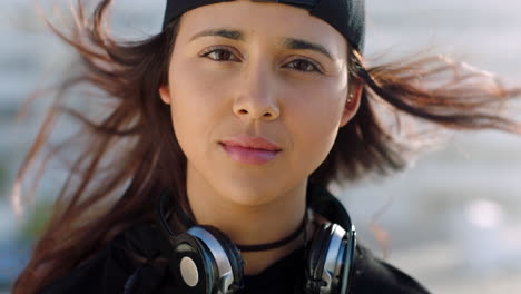 closeup of a young, funky and cool woman