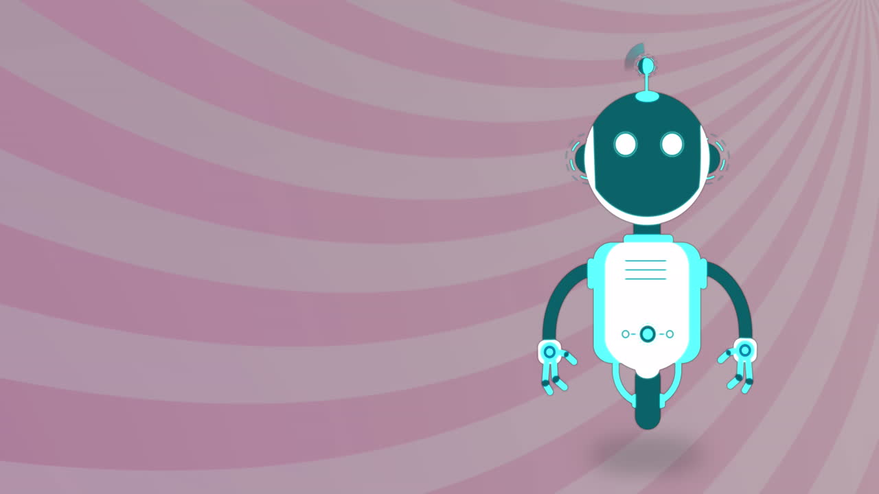 Animation of ai chat bot over colourful striped background