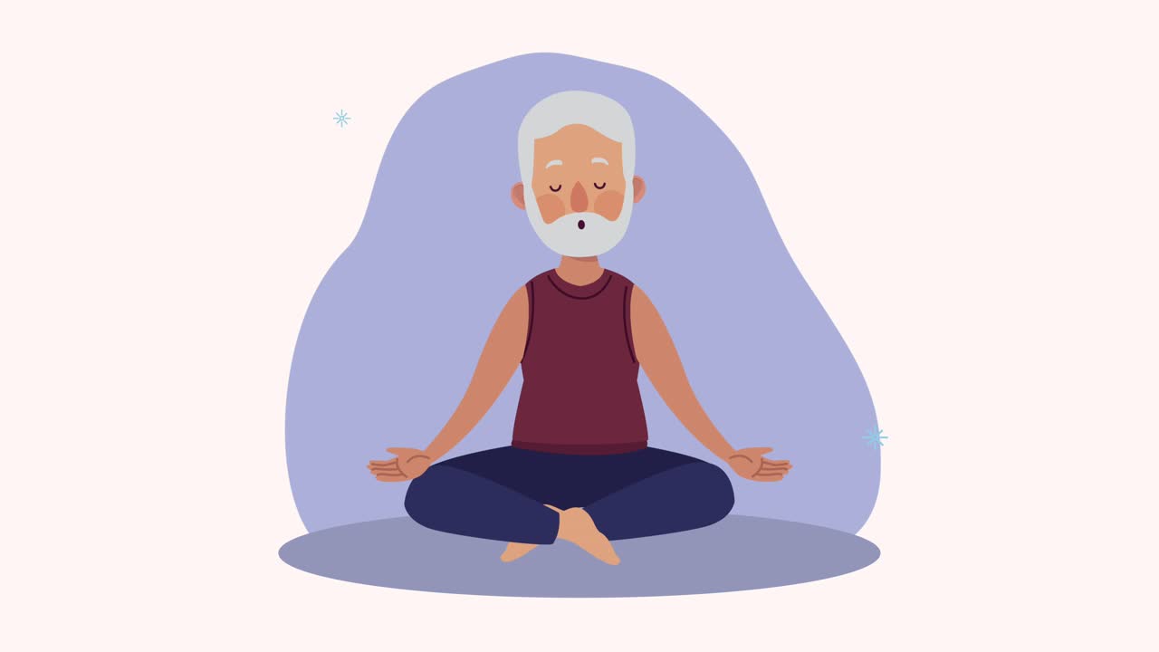 grandfather in lotus position animation
