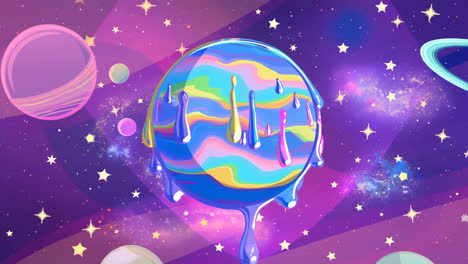 cartoon planets in a galaxy