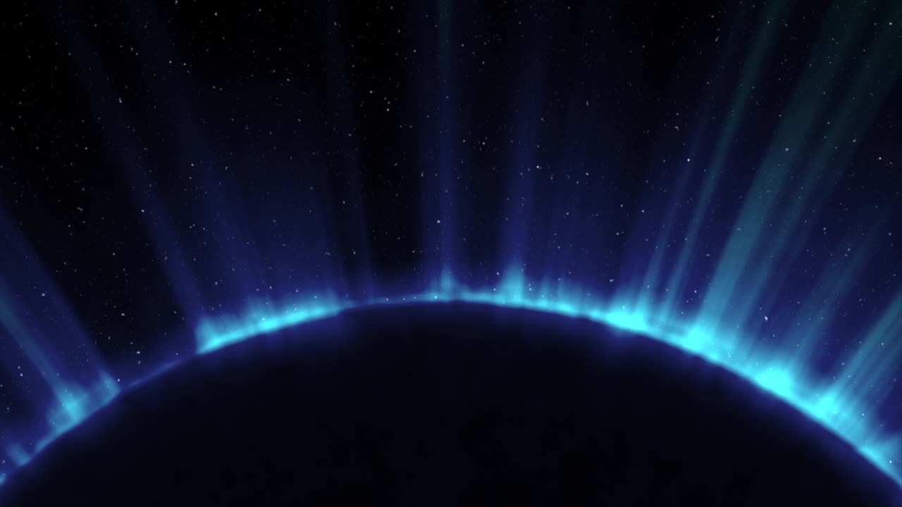 우주 일식: 검은 바탕, 파란색, 3d 애니메이션