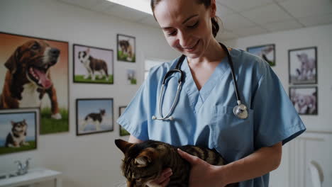 dierenarts die een kat onderzoekt